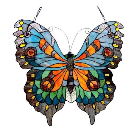 CHLOE LIGHTING Chloe CH1P544GA21-GPN 21 x 20 in. Lighting Mariposa Tiffany Glass Butterfly Window Panel - CH1P544GA21-GPN